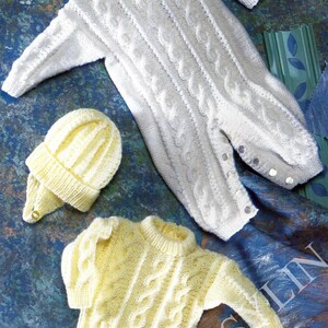 PDF Instant Digital Download premature baby doll playsuit sweater hat knitting pattern 12/18 inch (239)