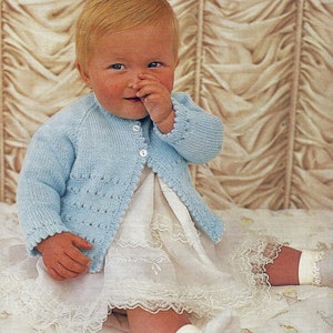 PDF Instant Digital Download baby 3 or 4 ply or double knit coat knitting pattern 18 to 19 inch (1627)