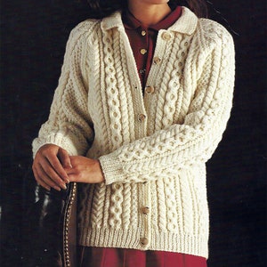 PDF Instant  Digital Download ladies aran ladies cardigan knitting pattern 32/42 inch (1244)