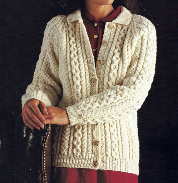 Ladies Aran Ladies Cardigan - Etsy 