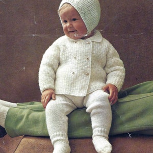 PDF Instant  Digital Download baby pram set leggings coat hat knitting pattern 18 to 24 inch (1937)