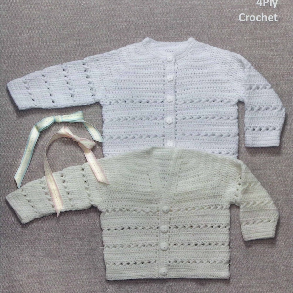 Instant PDF Digital Download baby 4 ply crochet round & V neck cardigans patterns 18 to 24 inch (2353)