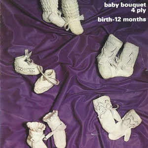PDF Instant Digital Download baby bootees & mittens knitting pattern birth to 12 months (724)