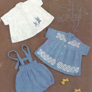 PDF Instant  Digital Download baby smock romper set top knickers knitting pattern 12/18 months (1927)