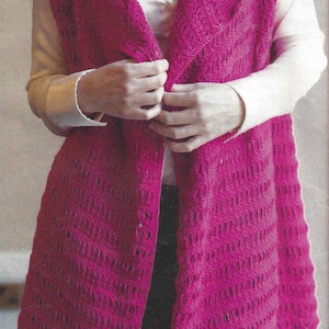 PDF Instant Digital Download ladies easy knit vintage gilet knitting pattern easy knit 32 to 46 inch ( 2933)