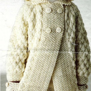 PDF Instant Digital Download girls chunky coat jacket knitting pattern 21 to 28 inch (2073)