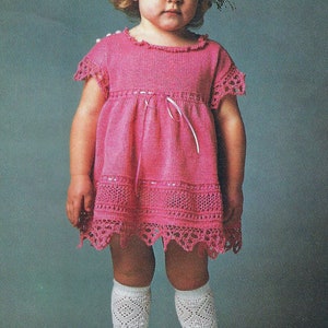 PDF Instant Digital Download girls shetland lace dress knitting pattern (1722)
