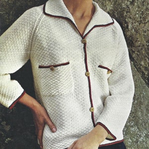 Instant PDF Digital Download ladies girls double knit jacket knitting pattern 34 to 38 inch (1943)