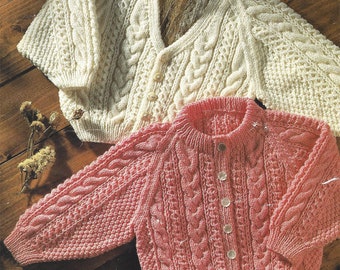 PDF Instant  Digital Download boy girl cardigans knitting pattern 16/22 inch (858)