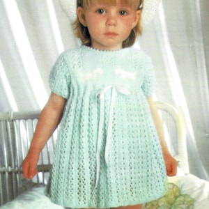 PDF Instant Digital Download girls dress knitting pattern 21 to 23 inch 4 ply (1608)