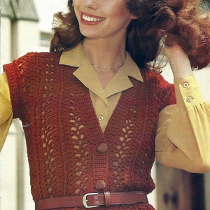 PDF Instant Digital Download ladies  girls crochet waistcoat pattern 32/38 inch (1565)