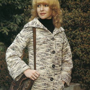 PDF Instant Digital Download ladies chunky jacket knitting pattern  32 to 40  inch (488)