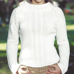 PDF Instant  Digital Download ladies girls stylish sweater chunky knitting pattern 34 to 40 inch (1962)