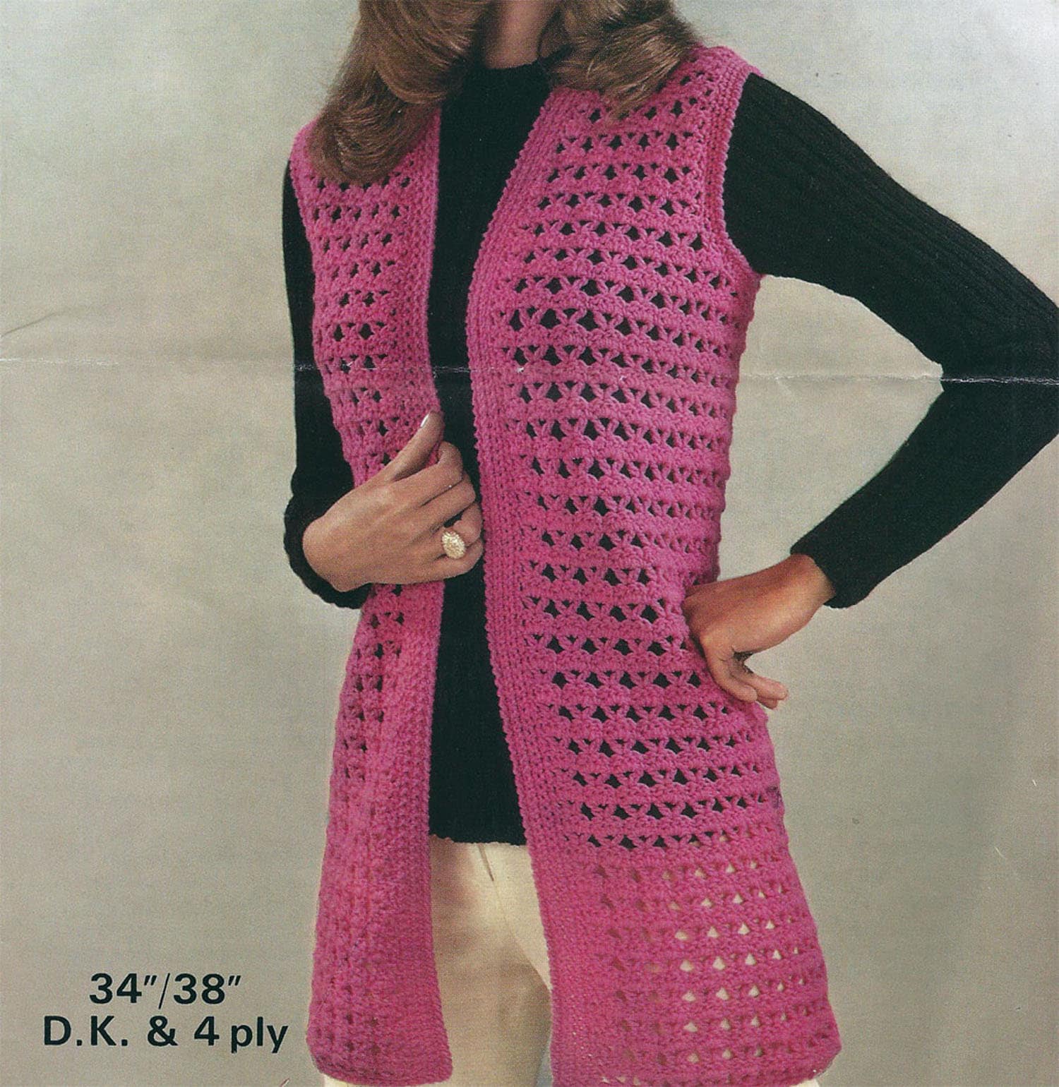PDF Instant Digital Download Ladies Crochet Sleeveless Jacket With