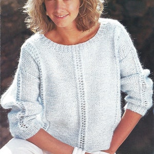PDF Instant  Digital Download ladies girls lace panelled sweater knitting pattern 30 to 38 inch (2014)