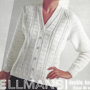 PDF Instant  Digital Download ladies easy knit cardigan knitting pattern double knit 34 to 40 inch (2150)