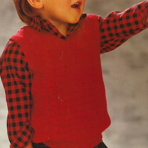 PDF Instant  Digital Download childs V neck slipover knitting pattern 24 to 30 inch (2198)