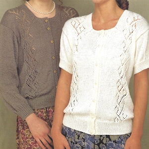PDF Instant  Digital Download ladies short & long sleeved cardigan knitting pattern 30 to 40 inch (632)