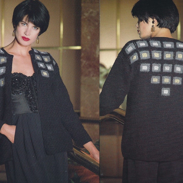 PDF Instant Digital Download ladies stunning evening jacket cardigan crochet pattern 32 to 42 inch 8 ply (1851)