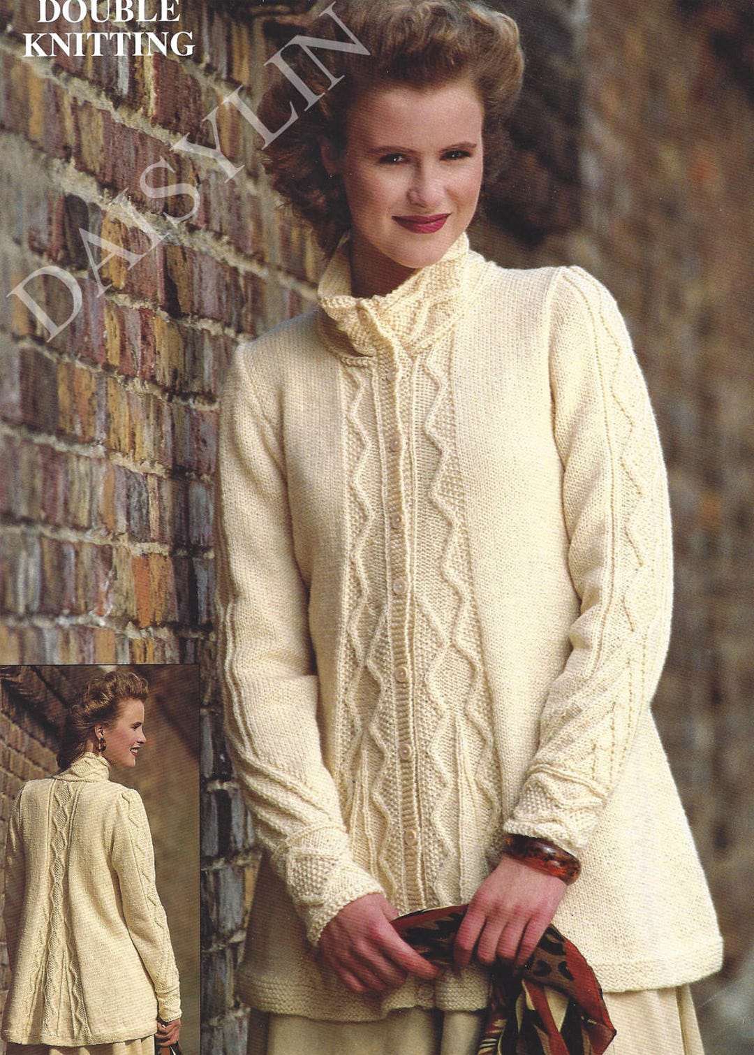 PDF Instant Digital Download Ladies Girls Aran Swing Jacket Knitting Pattern 32 to 42 Inch Bust