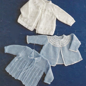 PDF Instant  Digital Download baby 4 ply matinee coats knitting pattern (898)