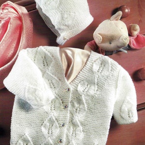 PDF Instant Digital Download baby jacket bonnet 4 ply knitting pattern 16 to 20 (1701)