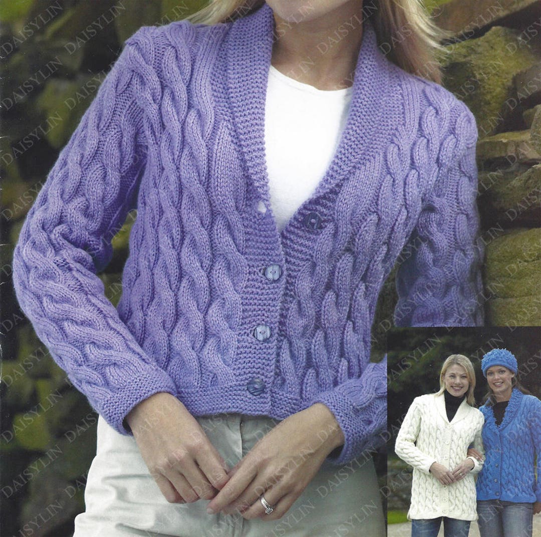 PDF Instant Digital Download Ladies Girls Cable Jackets & Hat Aran ...