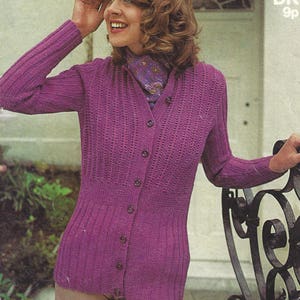 PDF Instant Digital Download ladies easy knit jacket cardigan knitting pattern double knit 32 to 38 inch (368)