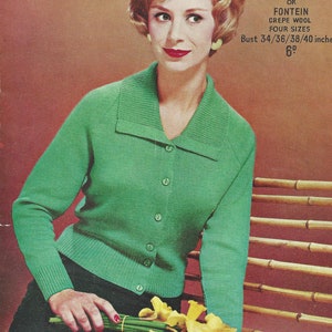 PDF Instant  Digital Download ladies easy knit cardigan jacket knitting pattern double knit 34 to 40 inch (2177)