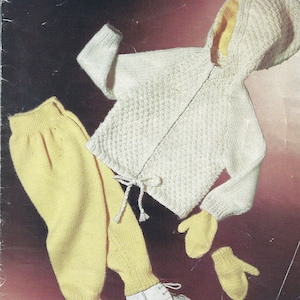 Instant PDF Digital Download childs anorak suit & mittens knitting pattern 1 to 2 years double knit (1265)