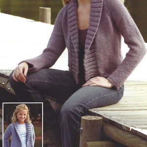 PDF Instant  Digital Download ladies  girls chunky jacket cardigan knitting pattern 26 to 44 inch (558)