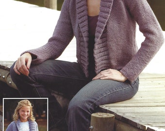 PDF Instant  Digital Download ladies  girls chunky jacket cardigan knitting pattern 26 to 44 inch (558)