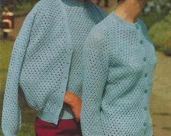 PDF Instant  Digital Download ladies 4 ply twinset cardigan jumper knitting pattern 30 to 40 inch (993)