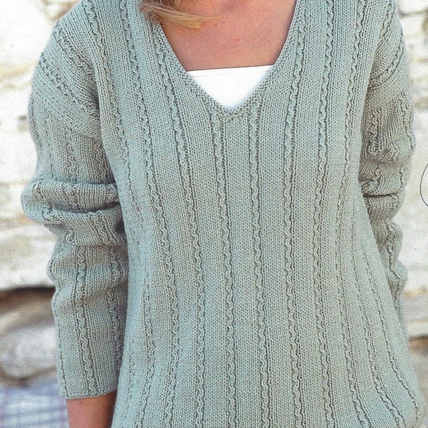 Instant PDF Digital Download ladies larger sizes weater jumper knitting pattern 32/54 inch (1510)