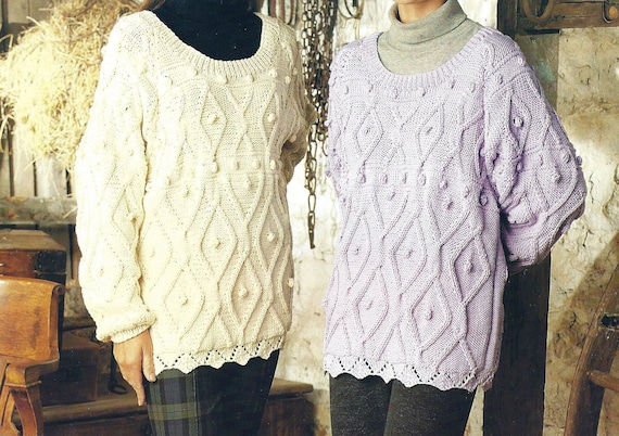 Digital Instant PDF Download Ladies Cotton Aran Sweater Knitting Pattern 28 to 42 Inch Knitting Pattern 387 Etsy Israel