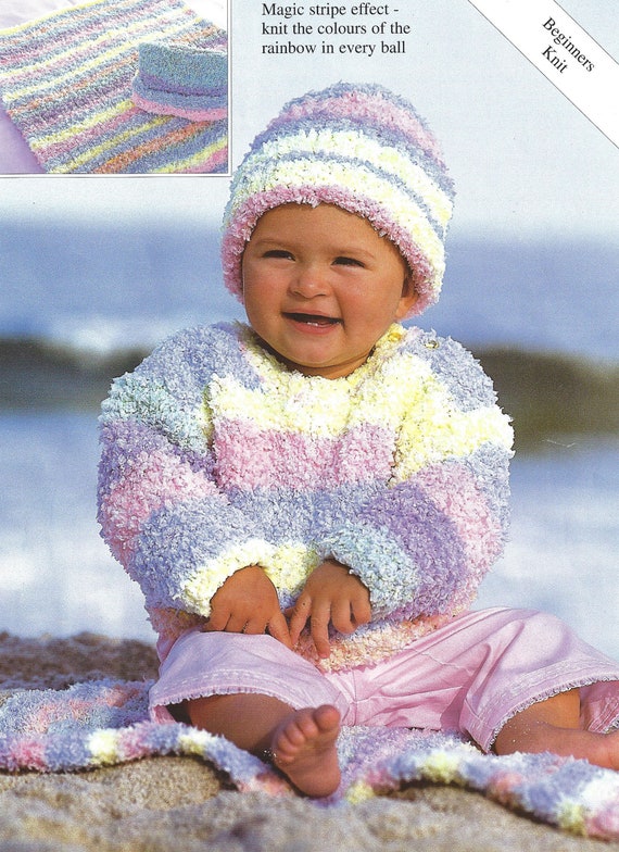 PDF Instant Digital Download Baby Chunky Easy Knit Sweater Blanket