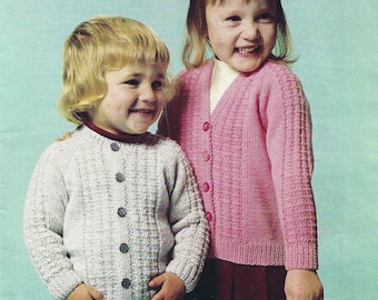 PDF Instant  Digital Download  boys girls childs raglan cardigans knitting pattern 22 to 24 inch (987)