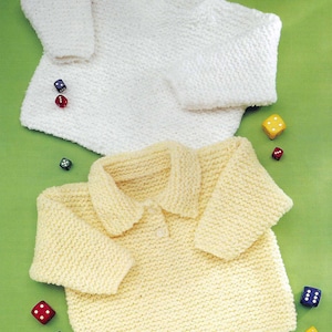 Instant PDF Digital Download baby children,s easy knit sweaters jumpers chunky knitting pattern (2654)
