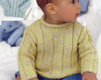 Instant digital download PDF baby sweater knitting pattern 16 to 26 inch (1818)