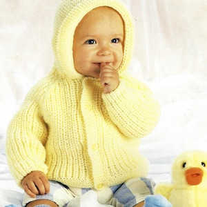 PDF Instant Digital Download baby raglan jacket knitting pattern 18 to 24 inch double knit (1584)