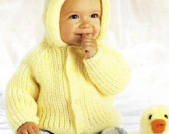 PDF Instant Digital Download baby raglan jacket knitting pattern 18 to 24 inch double knit (1584)