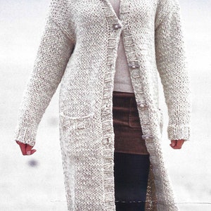 PDF Instant Digital Download ladies super chunky easy knit coat 10 to 20 larger sizes knitting pattern (1752)