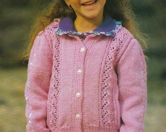 PDF Instant Digital Download girls cardigan knitting pattern 22/32 inch  (472)