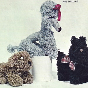 Instant PDF Digital Download scottie dog poodle and baby poodle knitting pattern (651)