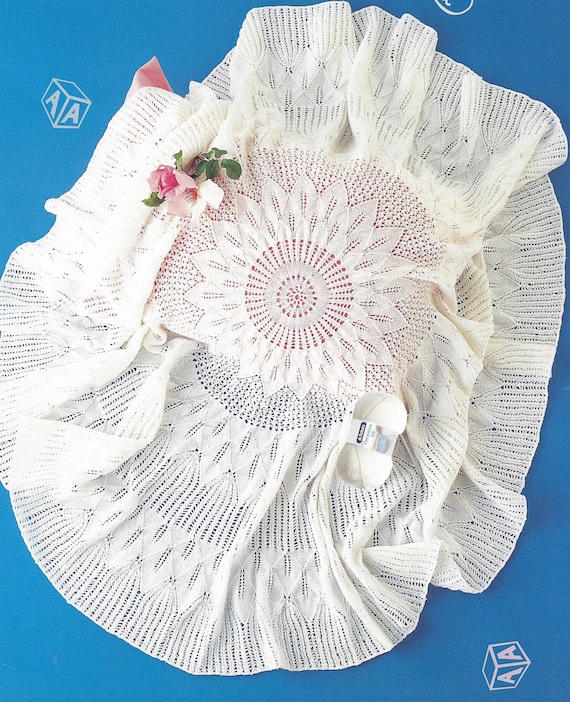 Instant PDF Digital Download baby circular shawl in traditional lace ply  knitting pattern (2348)