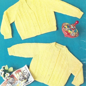Instant PDF Digital Download baby childs V & round neck cardigans 4 ply knitting pattern 18 to 22 (1971)