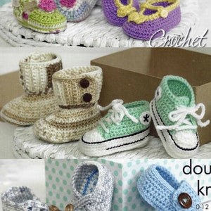 PDF Instant Digital Download  baby double knit crochet baby shoes pattern 0 to 12 months pattern (2540)