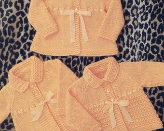 PDF Instant Digital Download baby 3 baby coats easy knitting pattern 16 to 20 inch (2809)