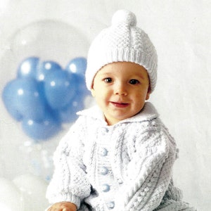 PDF Instant Digital Download baby childrens jacket trousers hat knitting pattern 16 to 22 inch (2309)
