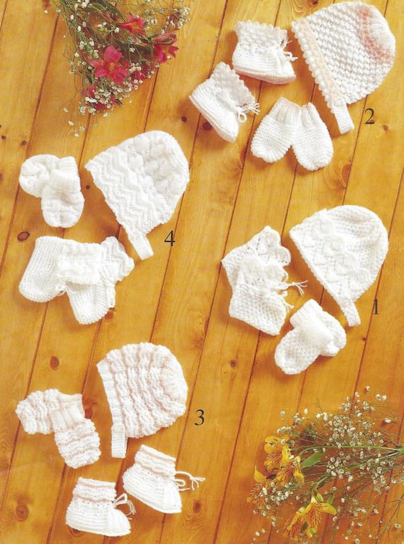 Instant PDF Digital Download Baby Premature Doll Bootees Bonnets